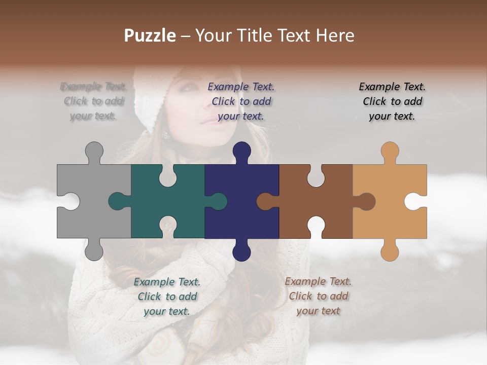 Girl Outdoors In Winter PowerPoint Template