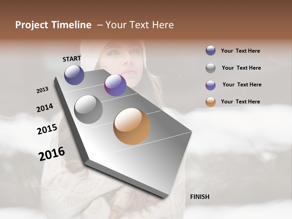 Girl Outdoors In Winter PowerPoint Template