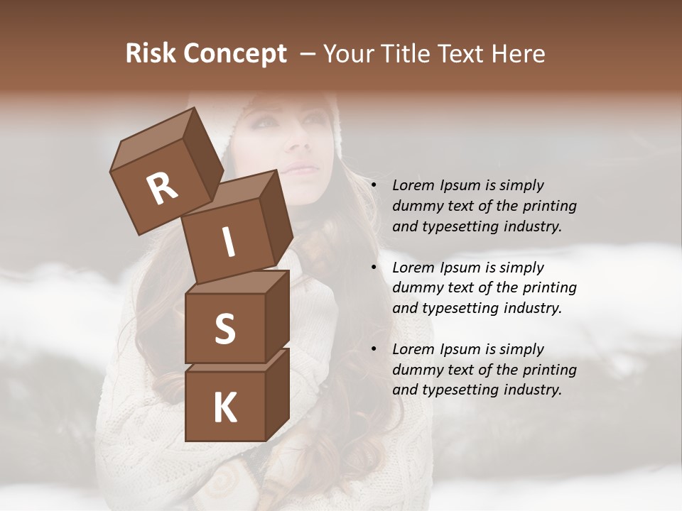 Girl Outdoors In Winter PowerPoint Template