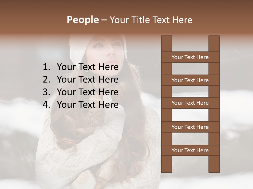 Girl Outdoors In Winter PowerPoint Template