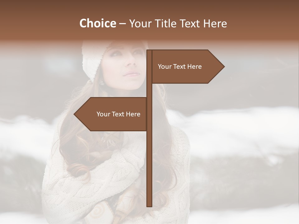 Girl Outdoors In Winter PowerPoint Template