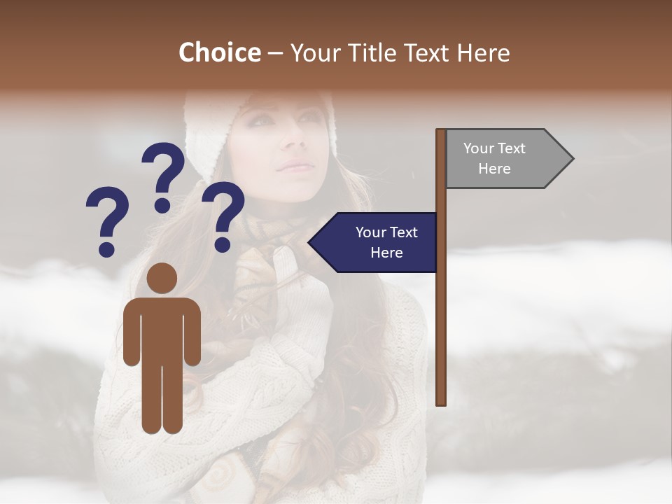 Girl Outdoors In Winter PowerPoint Template