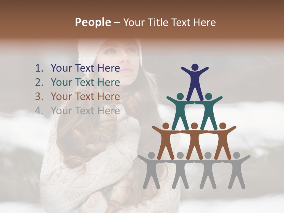 Girl Outdoors In Winter PowerPoint Template