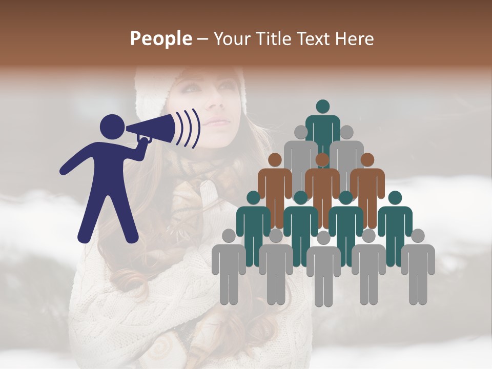 Girl Outdoors In Winter PowerPoint Template