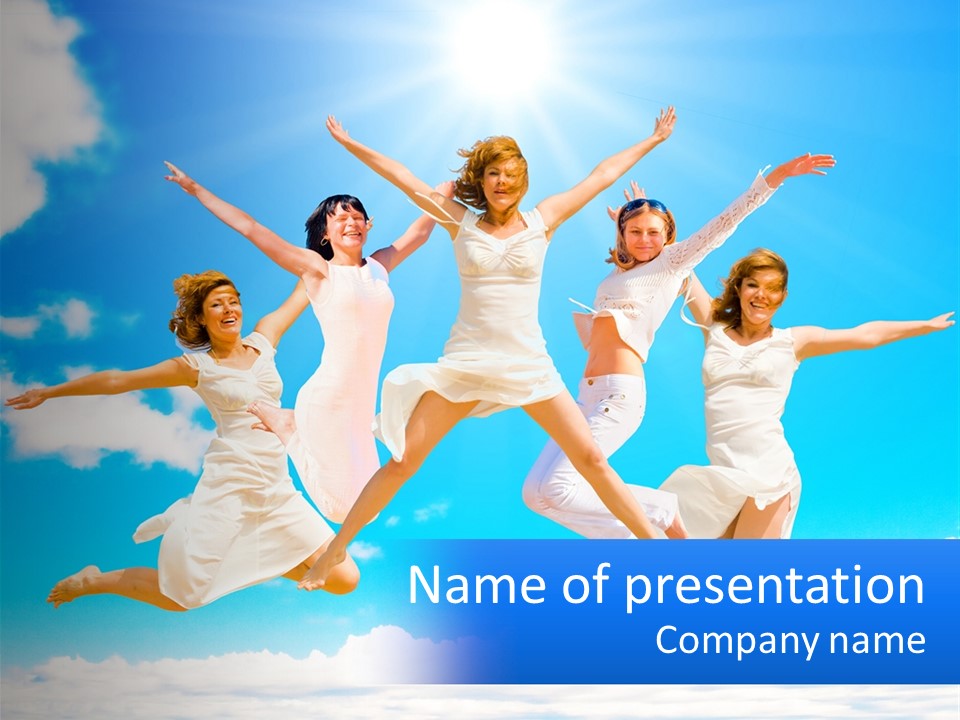 Photo Of Girls Jumping PowerPoint Template