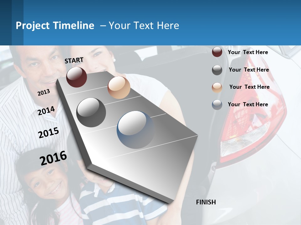 Big Family By The Car PowerPoint Template