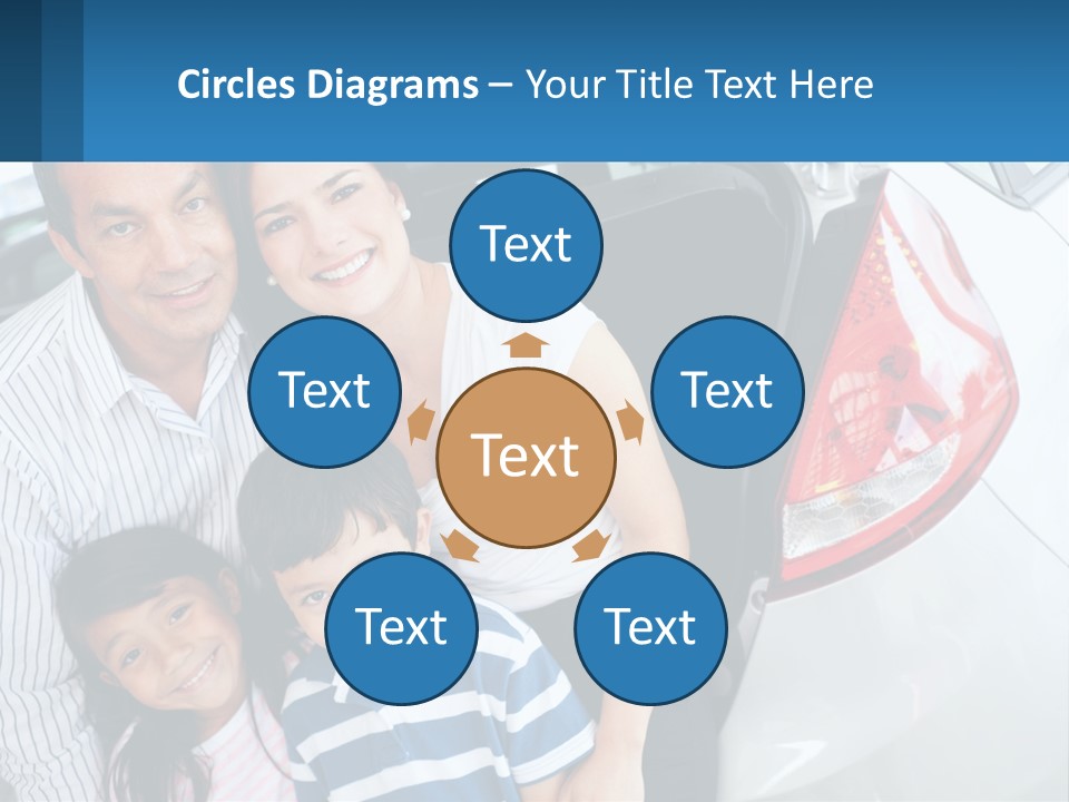 Big Family By The Car PowerPoint Template