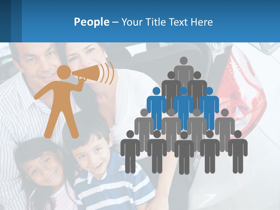 Big Family By The Car PowerPoint Template