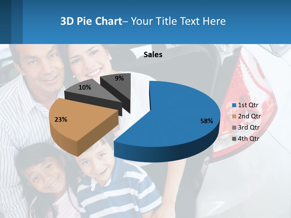 Big Family By The Car PowerPoint Template