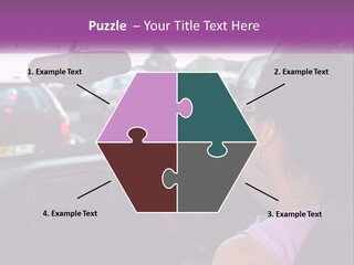 Girl In A Car In A Traffic Jam PowerPoint Template