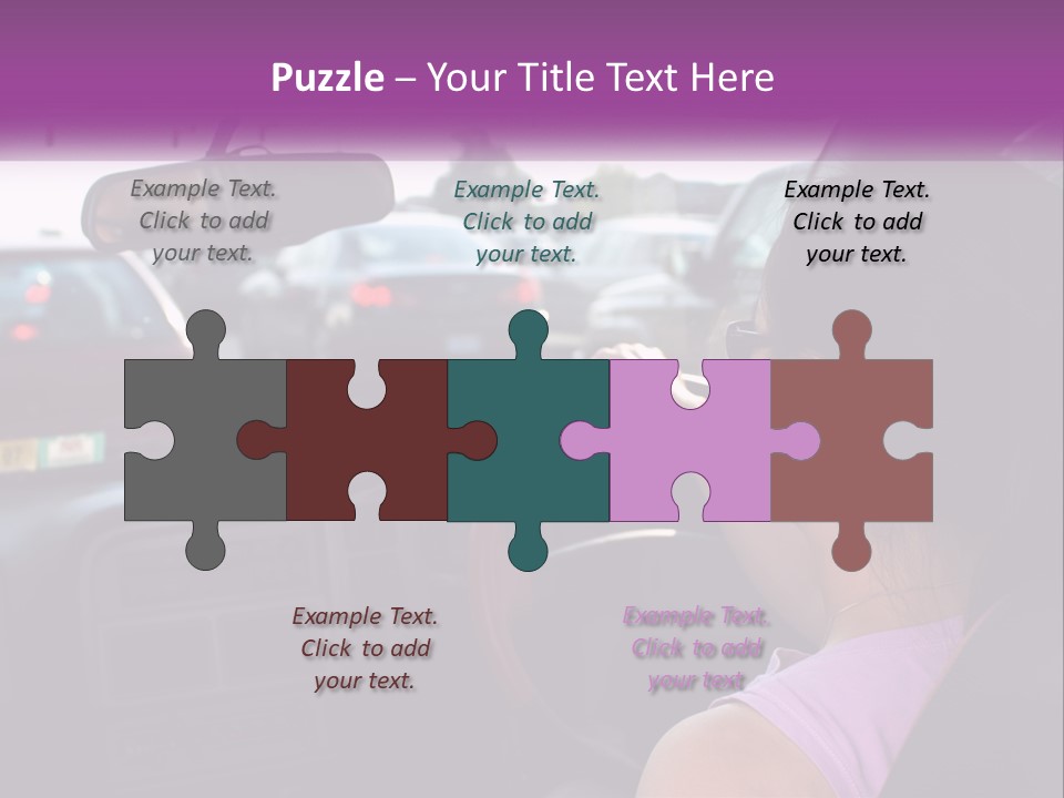 Girl In A Car In A Traffic Jam PowerPoint Template