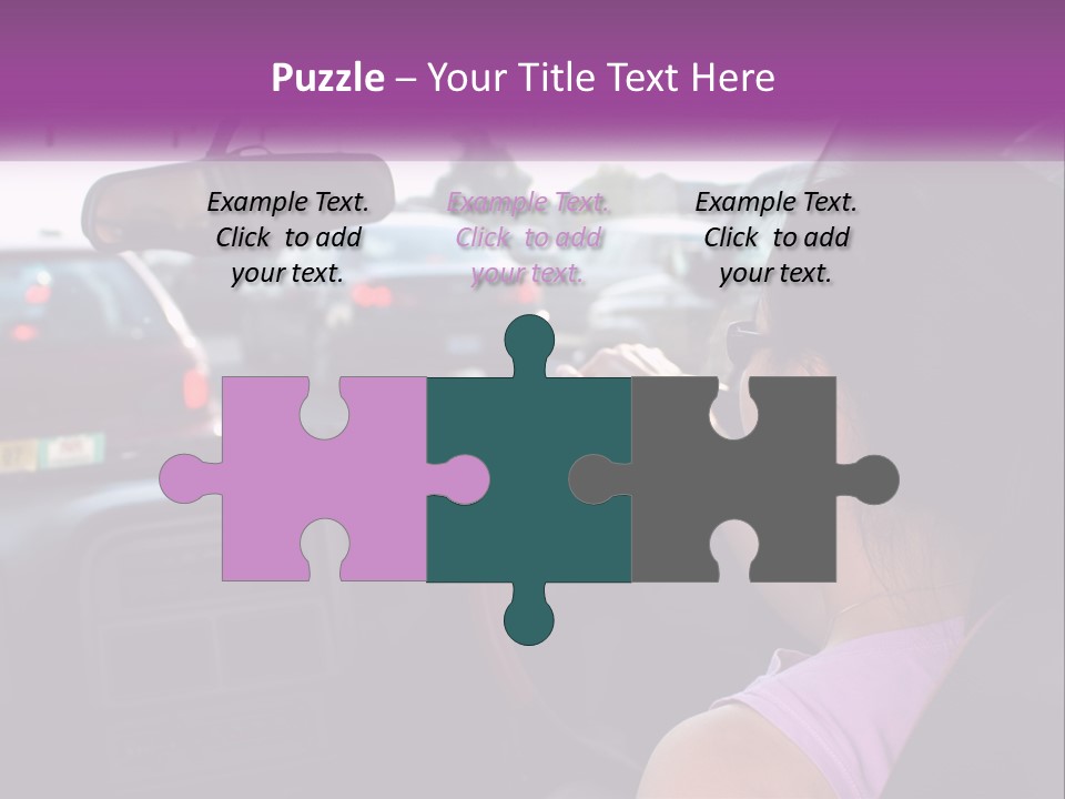 Girl In A Car In A Traffic Jam PowerPoint Template