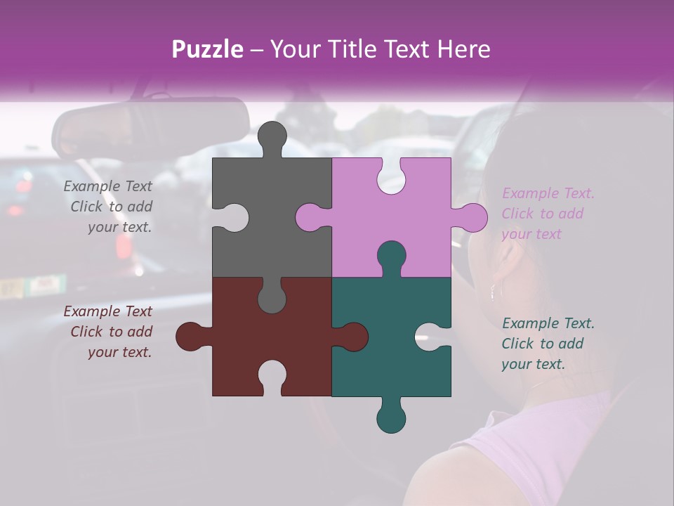 Girl In A Car In A Traffic Jam PowerPoint Template