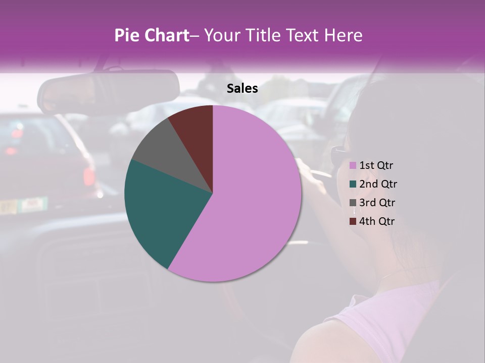 Girl In A Car In A Traffic Jam PowerPoint Template