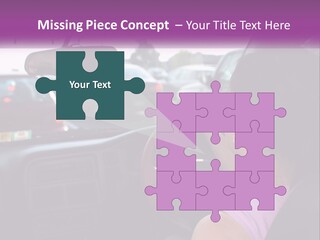 Girl In A Car In A Traffic Jam PowerPoint Template