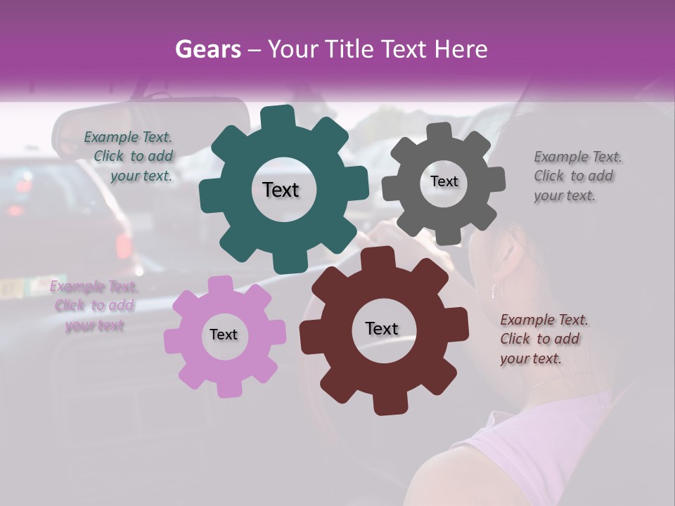 Girl In A Car In A Traffic Jam PowerPoint Template