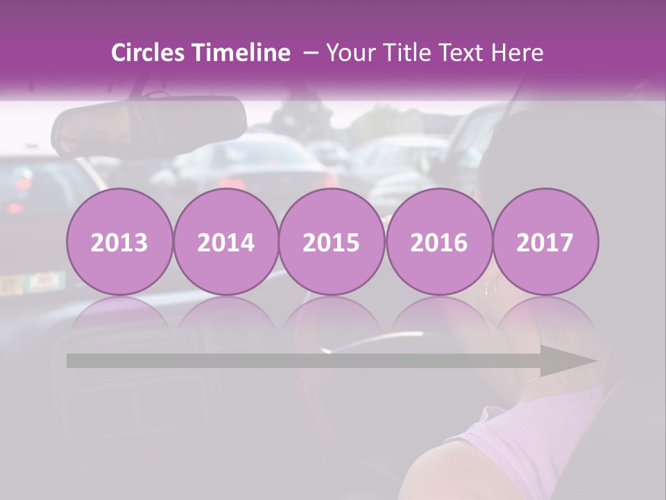 Girl In A Car In A Traffic Jam PowerPoint Template