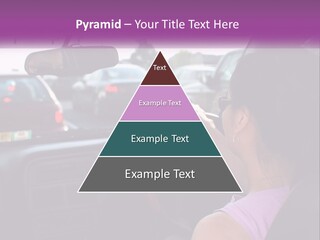 Girl In A Car In A Traffic Jam PowerPoint Template