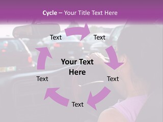 Girl In A Car In A Traffic Jam PowerPoint Template