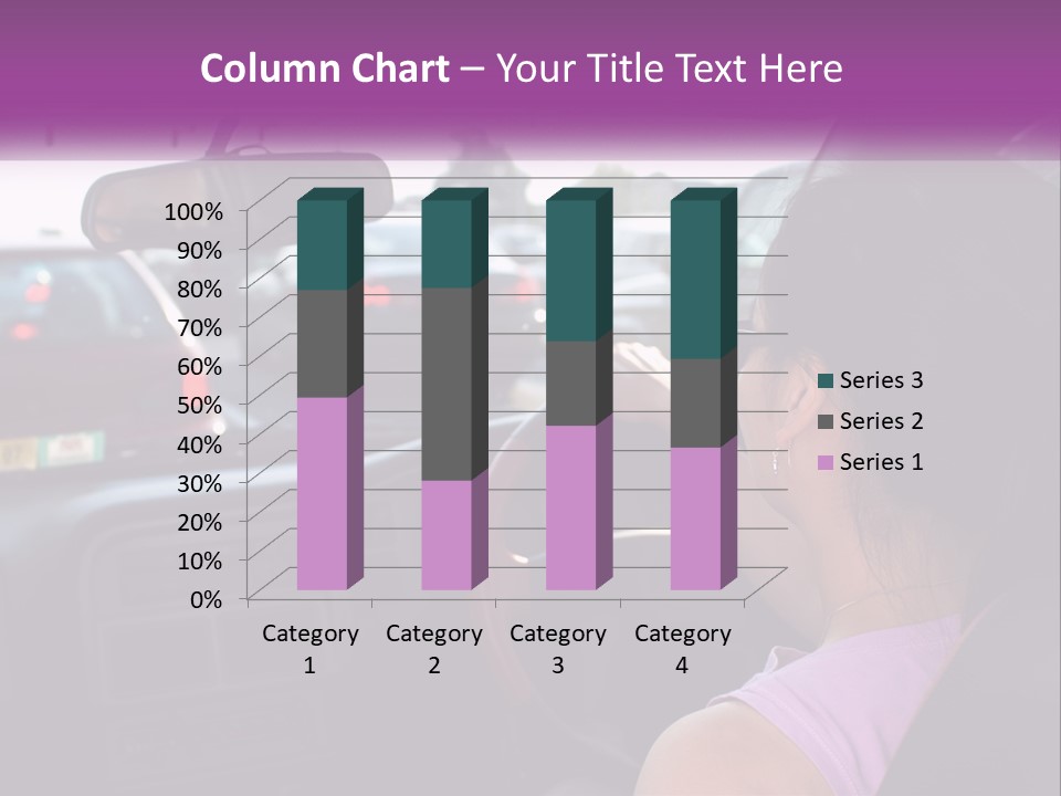 Girl In A Car In A Traffic Jam PowerPoint Template