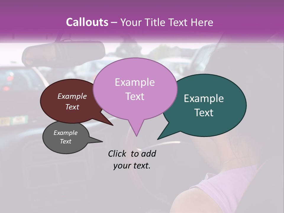 Girl In A Car In A Traffic Jam PowerPoint Template