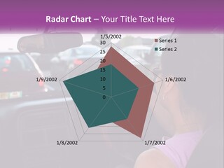 Girl In A Car In A Traffic Jam PowerPoint Template