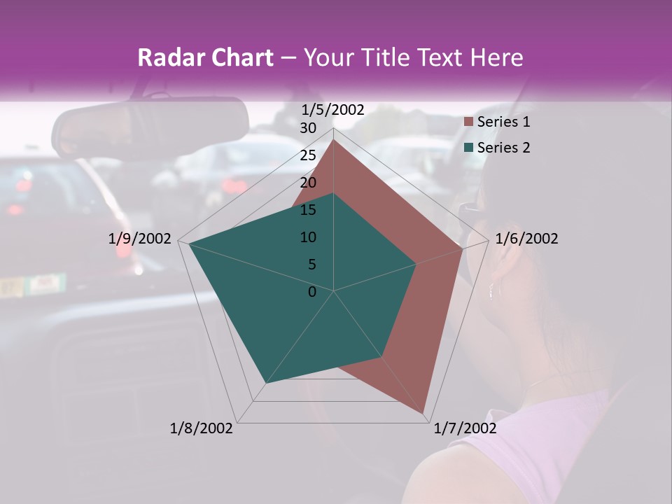 Girl In A Car In A Traffic Jam PowerPoint Template
