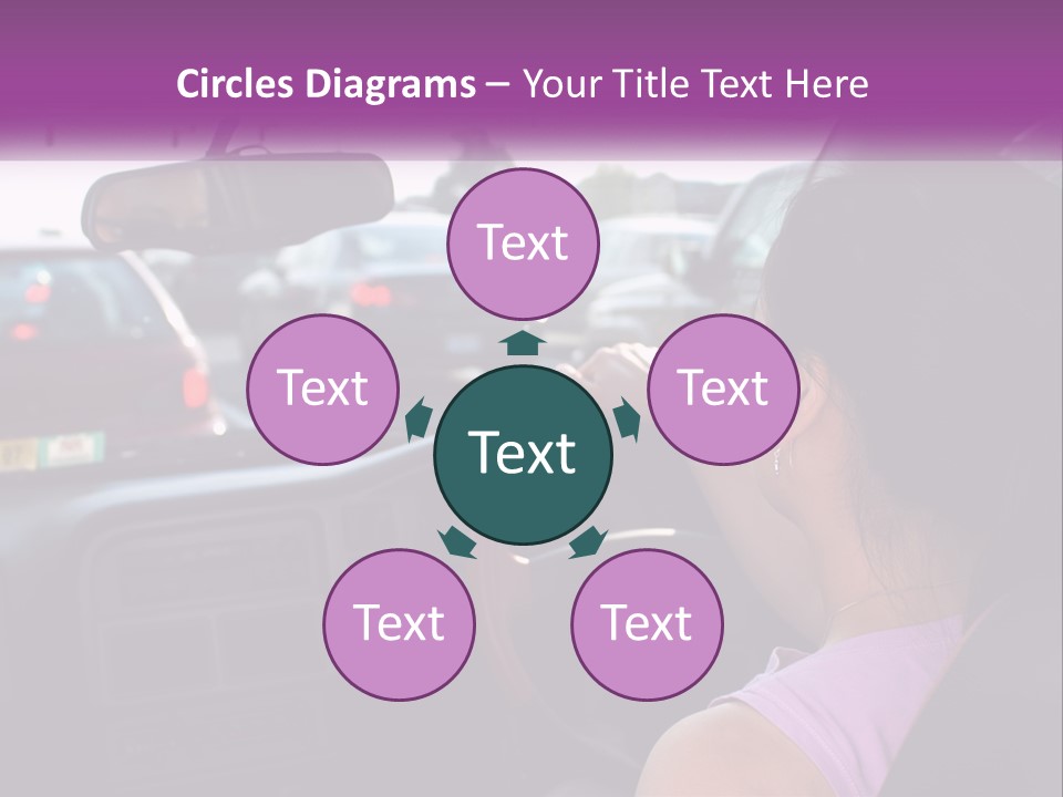 Girl In A Car In A Traffic Jam PowerPoint Template