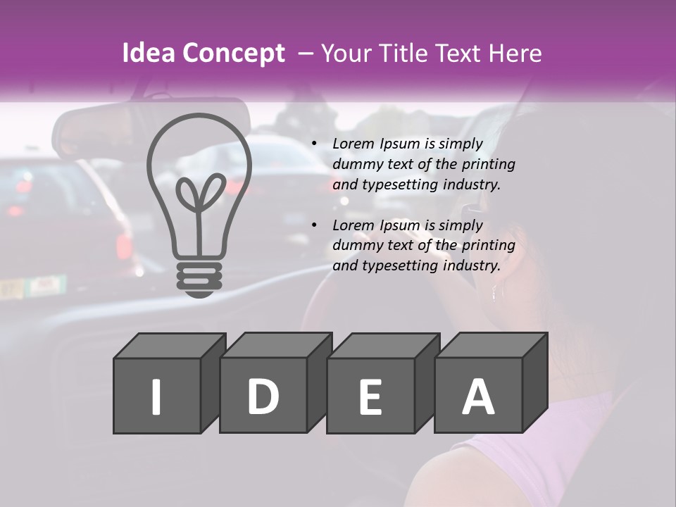 Girl In A Car In A Traffic Jam PowerPoint Template