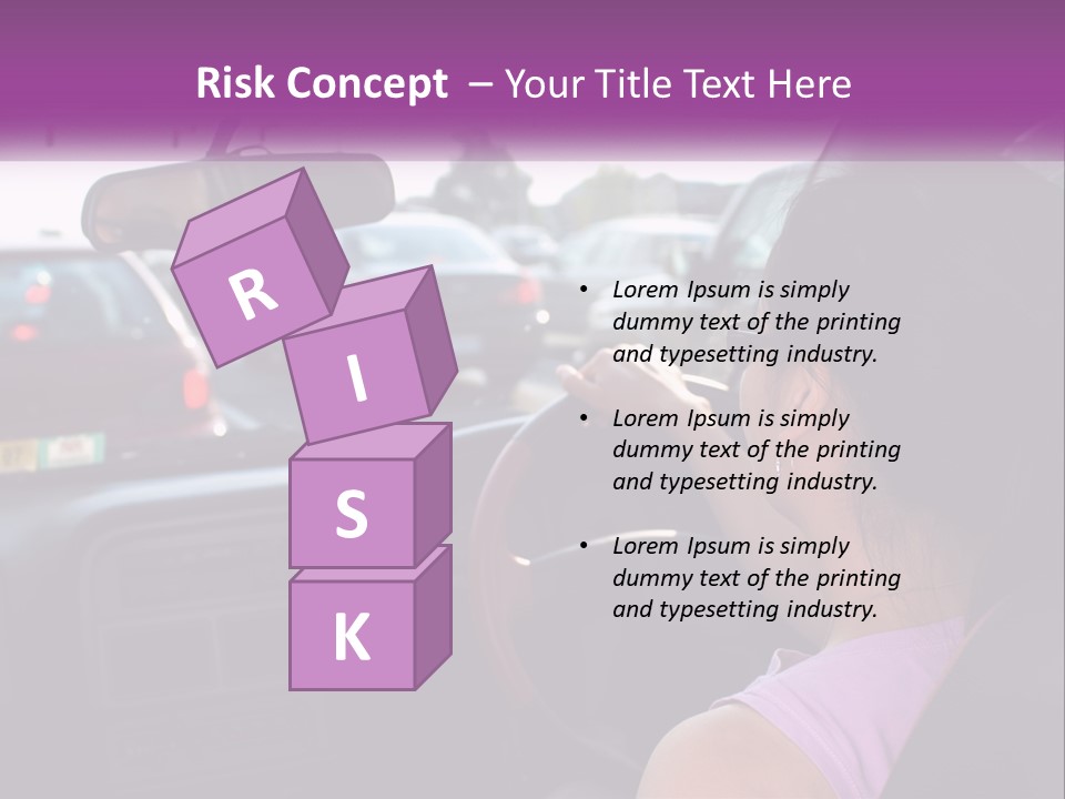 Girl In A Car In A Traffic Jam PowerPoint Template