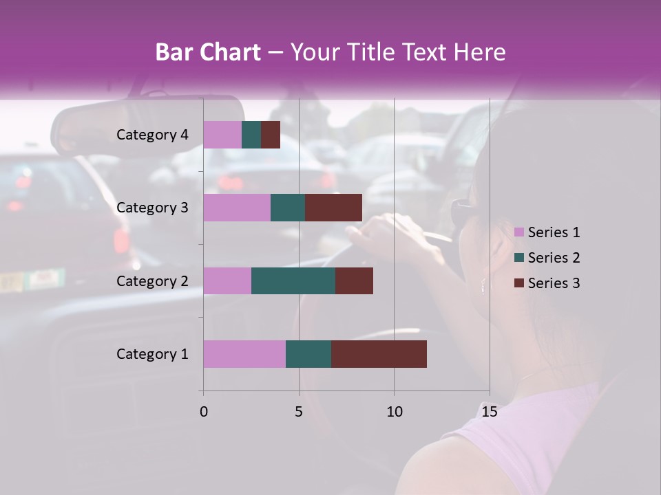Girl In A Car In A Traffic Jam PowerPoint Template