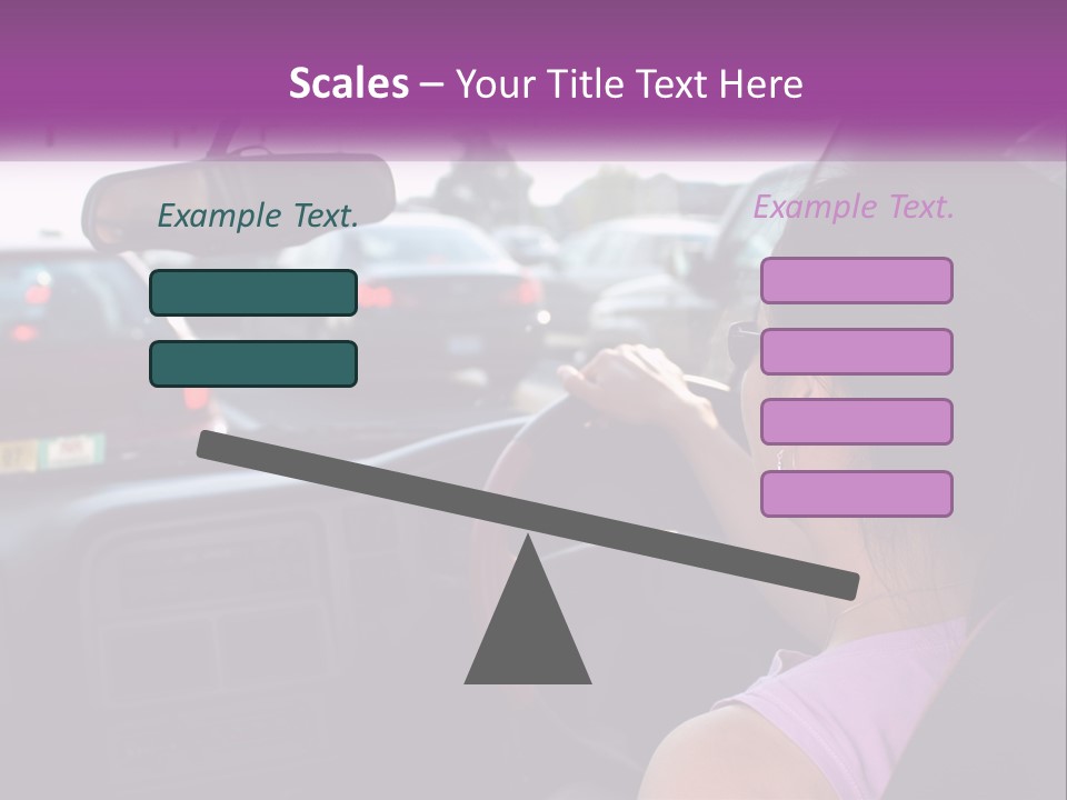 Girl In A Car In A Traffic Jam PowerPoint Template