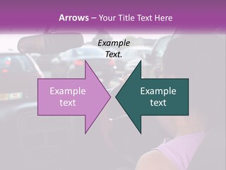 Girl In A Car In A Traffic Jam PowerPoint Template