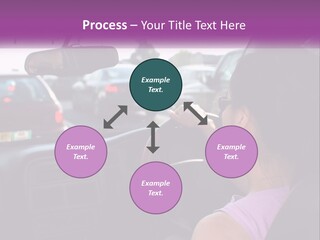 Girl In A Car In A Traffic Jam PowerPoint Template