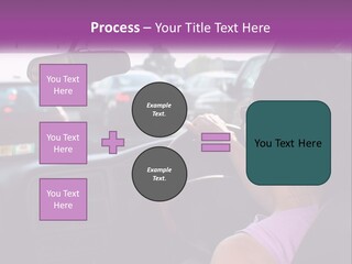 Girl In A Car In A Traffic Jam PowerPoint Template