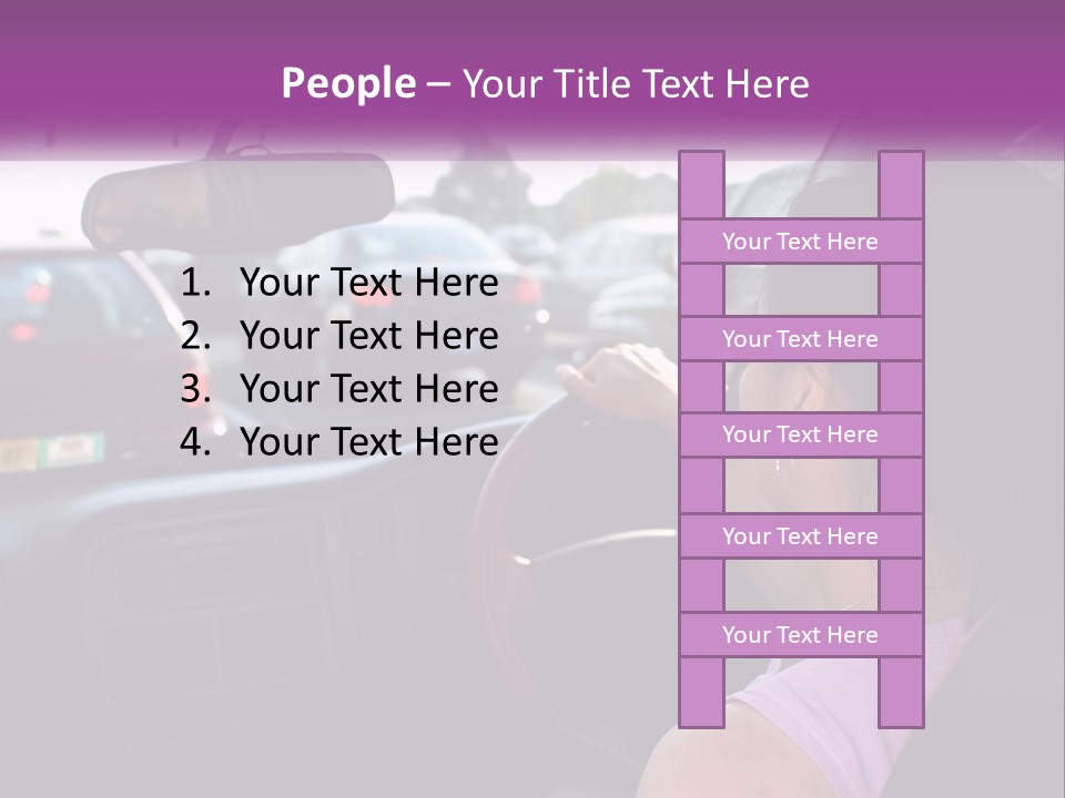 Girl In A Car In A Traffic Jam PowerPoint Template