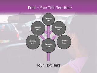 Girl In A Car In A Traffic Jam PowerPoint Template