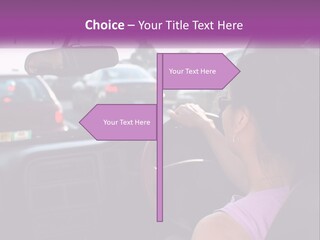 Girl In A Car In A Traffic Jam PowerPoint Template