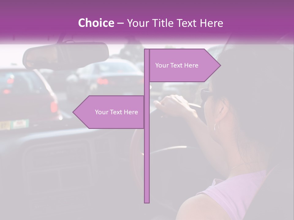 Girl In A Car In A Traffic Jam PowerPoint Template