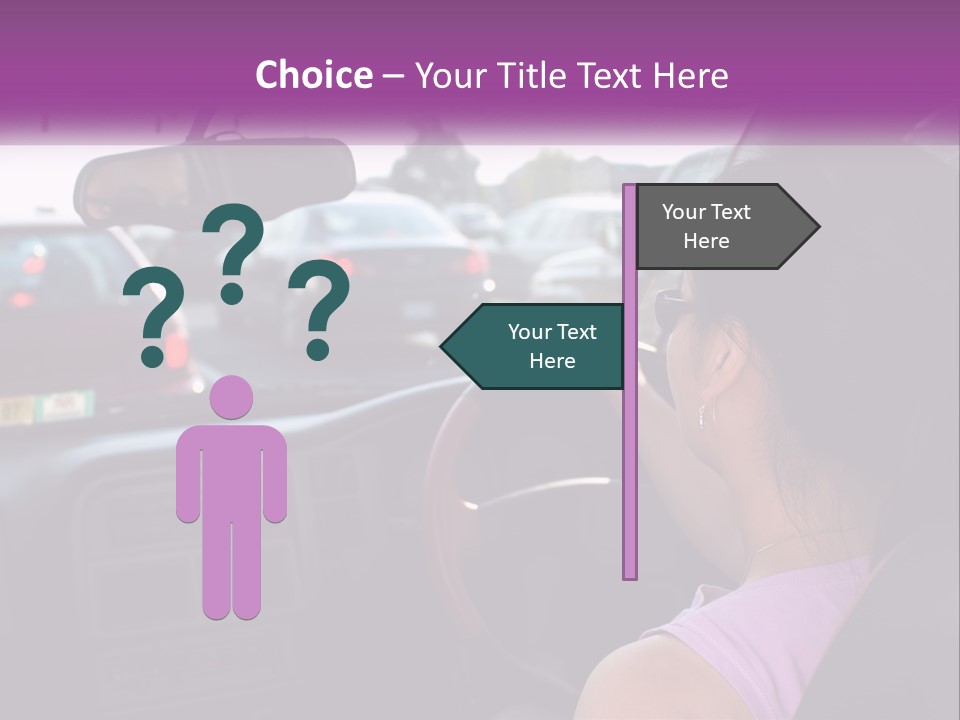 Girl In A Car In A Traffic Jam PowerPoint Template