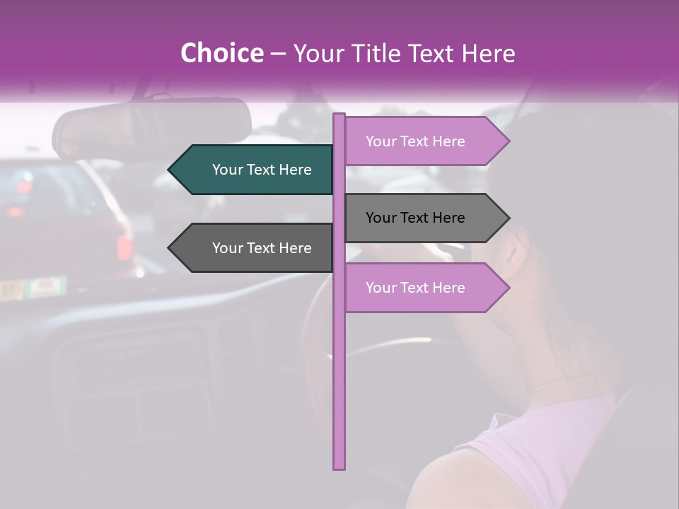 Girl In A Car In A Traffic Jam PowerPoint Template