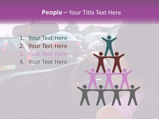 Girl In A Car In A Traffic Jam PowerPoint Template