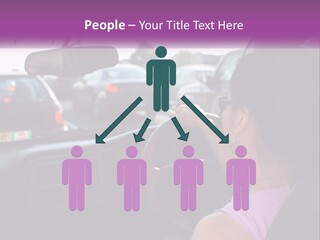 Girl In A Car In A Traffic Jam PowerPoint Template
