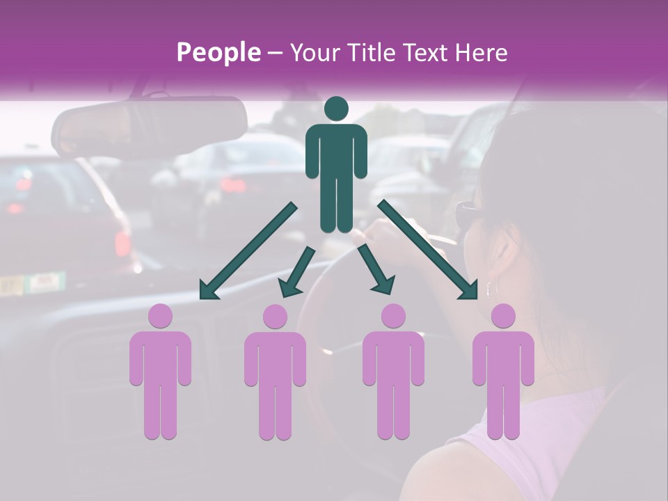 Girl In A Car In A Traffic Jam PowerPoint Template