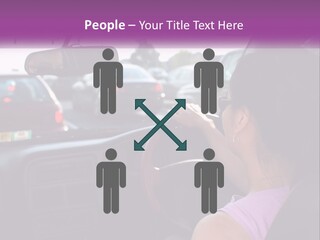 Girl In A Car In A Traffic Jam PowerPoint Template