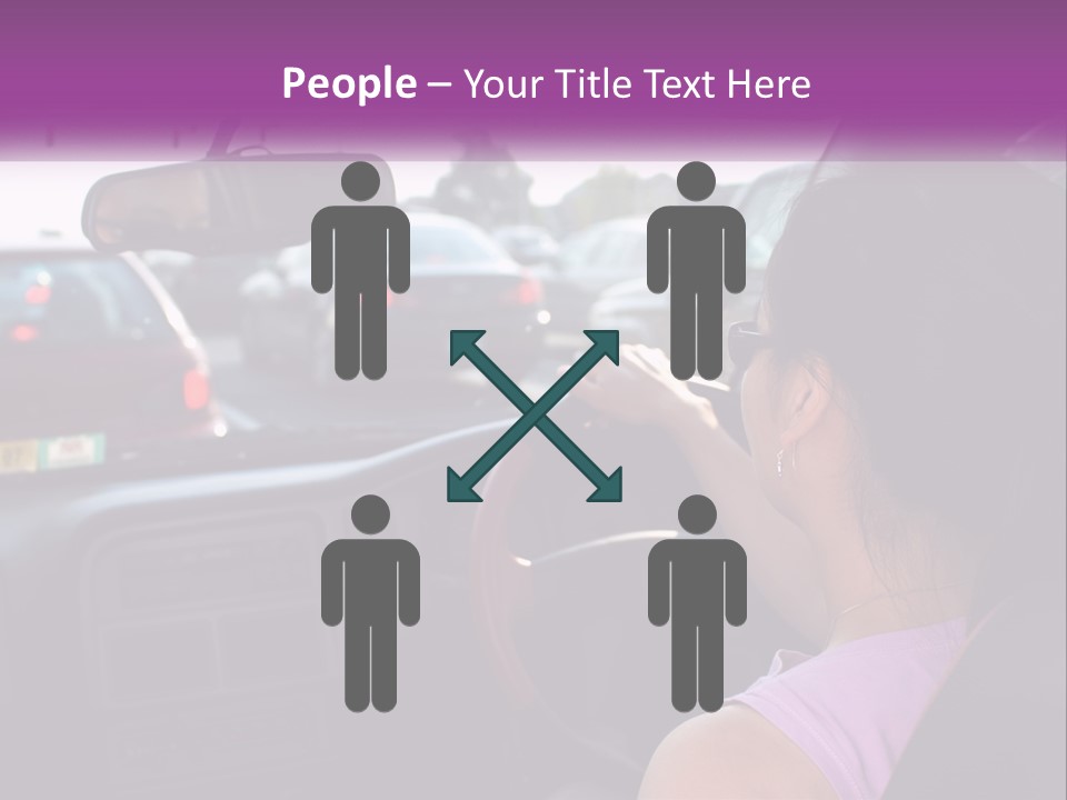 Girl In A Car In A Traffic Jam PowerPoint Template