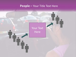 Girl In A Car In A Traffic Jam PowerPoint Template