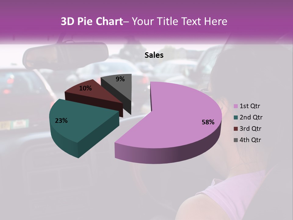 Girl In A Car In A Traffic Jam PowerPoint Template