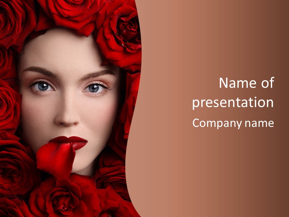 Girl In Roses PowerPoint Template
