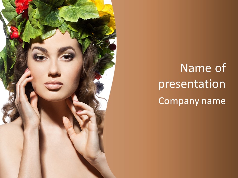 Girl With A Wreath On Her Head PowerPoint Template